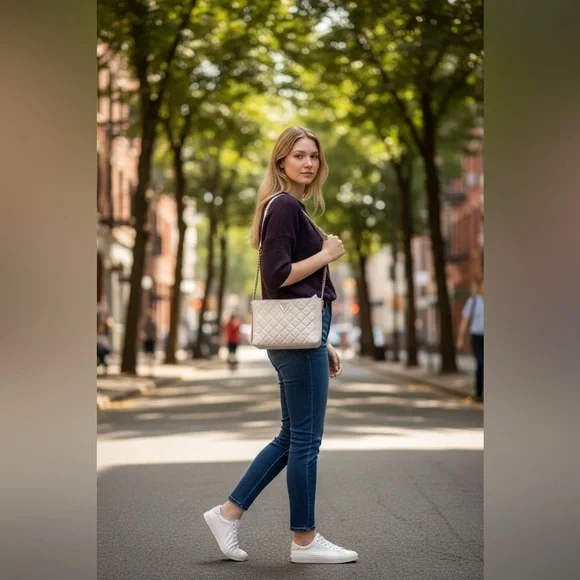 NWT Valentino Orlandi Cream Quilted
Vegan Leather Shoulder Bag - Picture 10 of 14